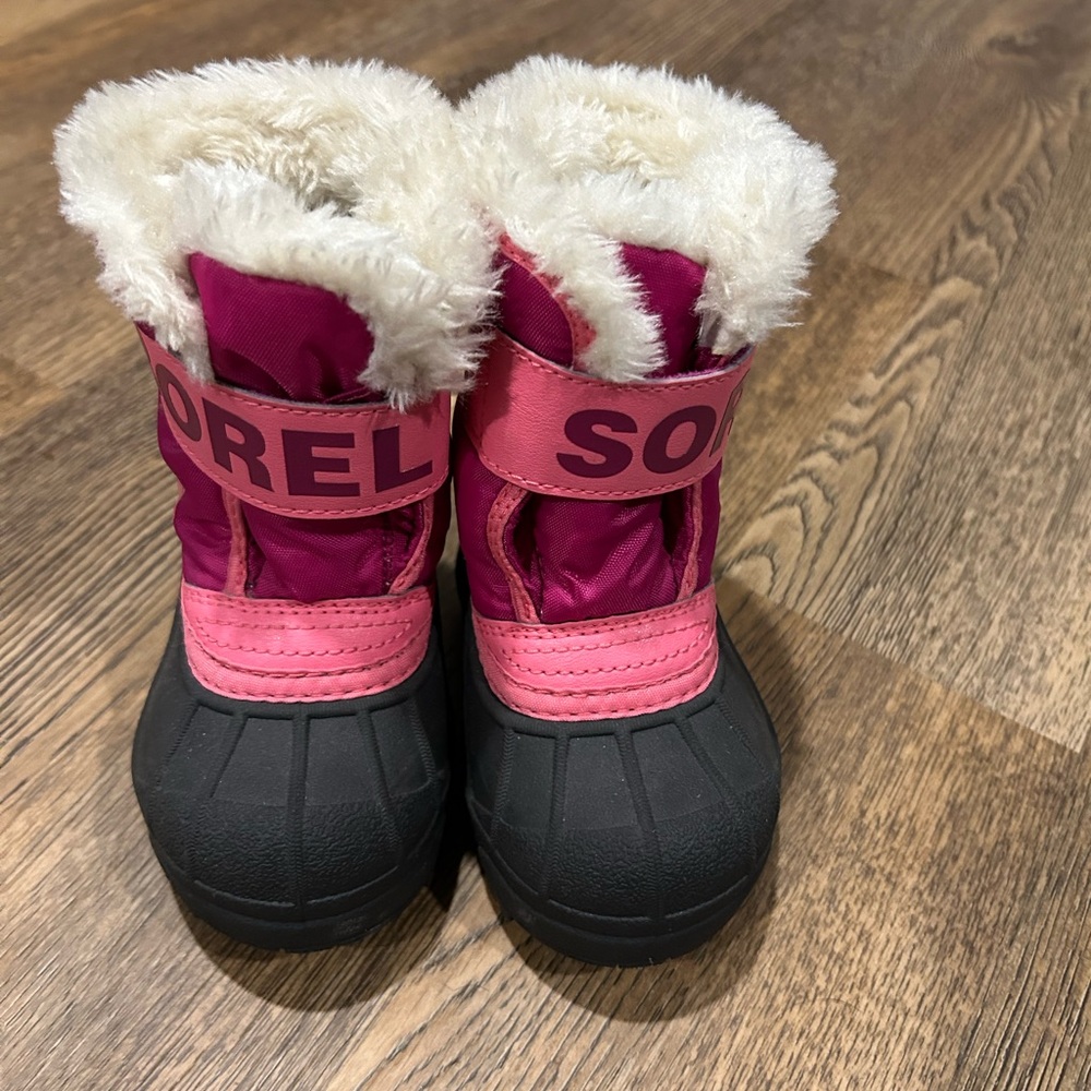 Sorel White and Pink Fur-Lined Boots